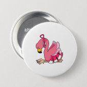 Badge Rond 7,6 Cm Flamant rose avec ruban (Devant & derrière)