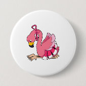 Badge Rond 7,6 Cm Flamant rose avec ruban (Devant)