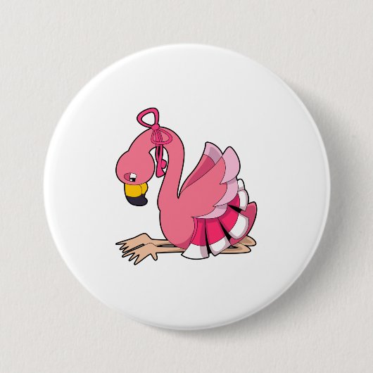 Badge Rond 7,6 Cm Flamant rose avec ruban (Devant)