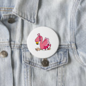 Badge Rond 7,6 Cm Flamant rose avec ruban (En situation)