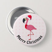 Badge Rond 7,6 Cm Flamant rose de Noël 3 pouces rond bouton (Devant & derrière)