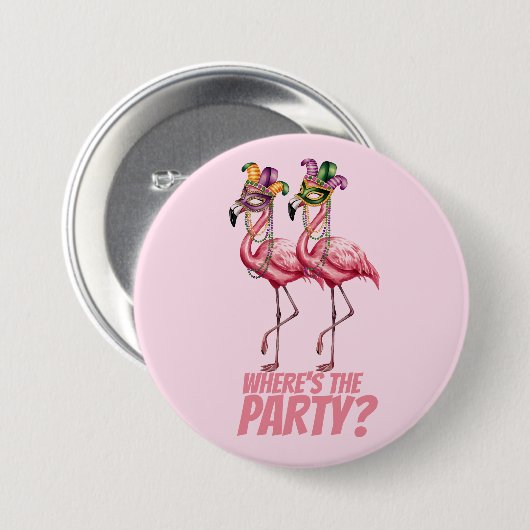 Badge Rond 7,6 Cm Flamant rose Mardi Gras Goers (Devant & derrière)