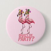 Badge Rond 7,6 Cm Flamant rose Mardi Gras Goers (Devant)
