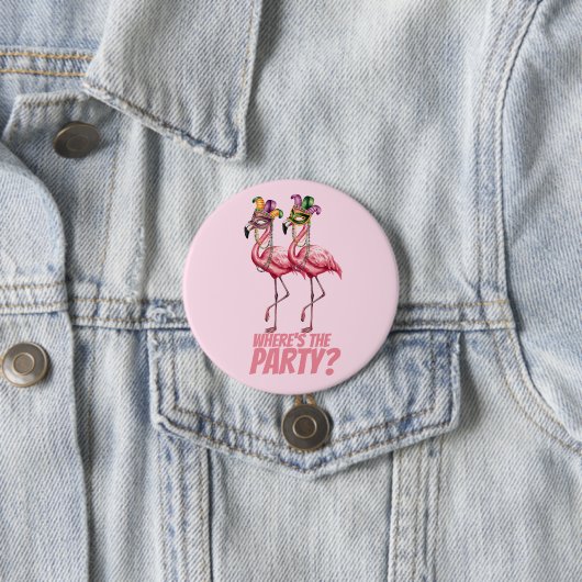 Badge Rond 7,6 Cm Flamant rose Mardi Gras Goers (En situation)