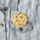 Badge Rond 7,6 Cm Flamants roses Love Motif 3 (En situation)
