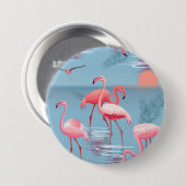 BADGE ROND 7,6 CM FLAMANTS ROSES MOTIF 1 (Devant & derrière)