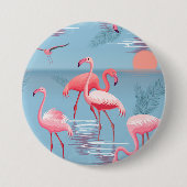 BADGE ROND 7,6 CM FLAMANTS ROSES MOTIF 1 (Devant)
