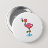 Badge Rond 7,6 Cm Flamingo (Devant & derrière)