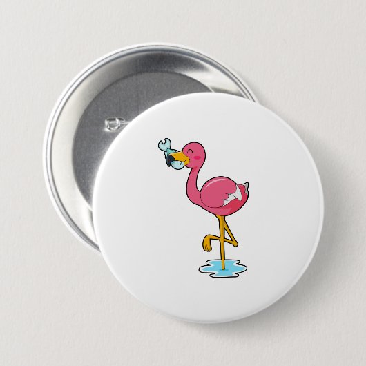 Badge Rond 7,6 Cm Flamingo (Devant & derrière)