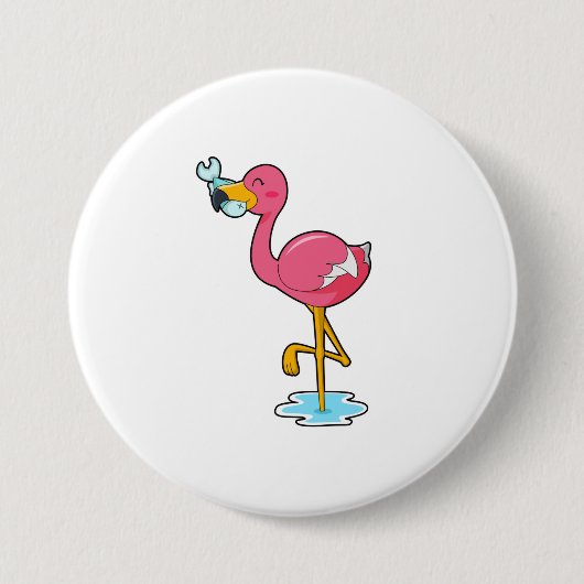 Badge Rond 7,6 Cm Flamingo (Devant)