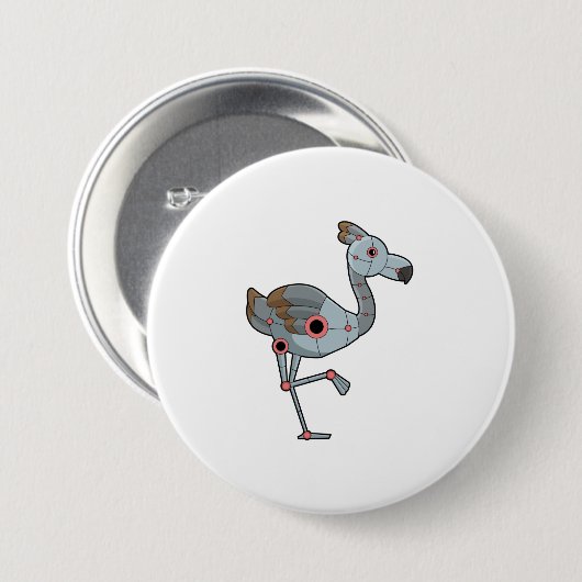 Badge Rond 7,6 Cm Flamingo as Robot (Devant & derrière)