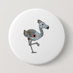 Badge Rond 7,6 Cm Flamingo as Robot