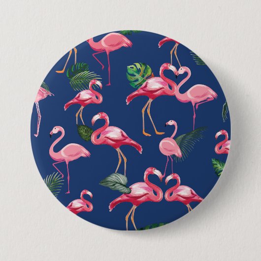 Badge Rond 7,6 Cm Flamingos Love Pattern 2 (Devant)