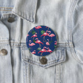 Badge Rond 7,6 Cm Flamingos Love Pattern 2 (En situation)