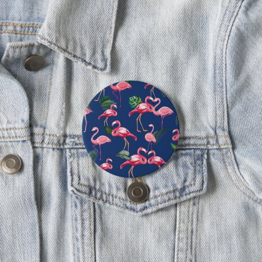 Badge Rond 7,6 Cm Flamingos Love Pattern 2 (En situation)