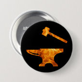Badge Rond 7,6 Cm Flamme Anvil et marteau forgeron Métalworking (Devant & derrière)