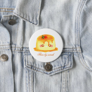 Badge Rond 7,6 Cm Flan Espagnol Caramel Doux Et Crémeux