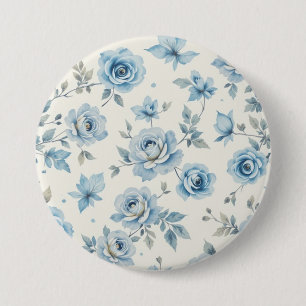 Badge Rond 7,6 Cm Fleur bleue