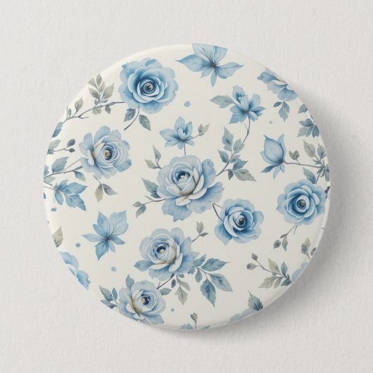 Badge Rond 7,6 Cm Fleur bleue (Devant)
