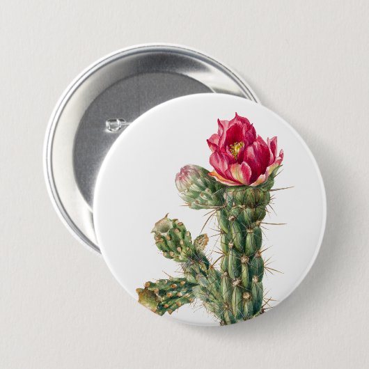 Badge Rond 7,6 Cm Fleur Cactus (Devant & derrière)