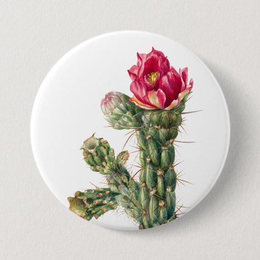 Badge Rond 7,6 Cm Fleur Cactus (Devant)