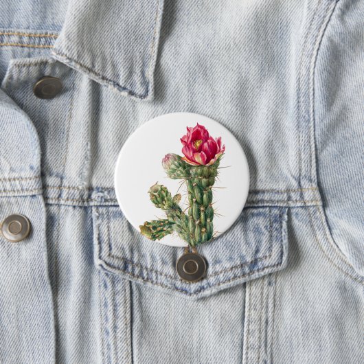 Badge Rond 7,6 Cm Fleur Cactus (En situation)