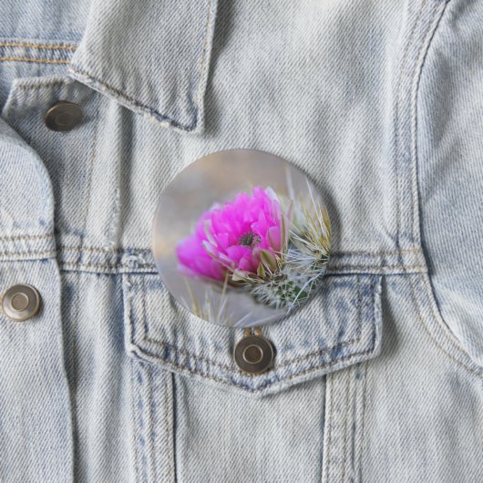 Badge Rond 7,6 Cm Fleur de cactus rose (En situation)