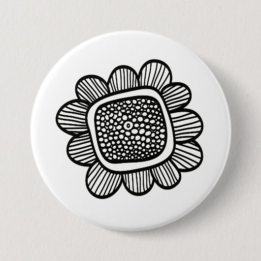 Badge Rond 7,6 Cm Fleur de Doodle (Devant)