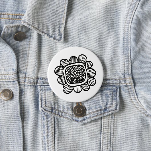 Badge Rond 7,6 Cm Fleur de Doodle (En situation)