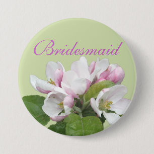 Badge Rond 7,6 Cm Fleur de pomme rose pâle