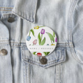 Badge Rond 7,6 Cm Fleur de tulipe colorée botanique personnalisée (En situation)