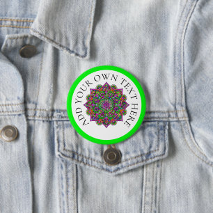 Badge Rond 7,6 Cm Fleur De Vie - Indien Mandala 1