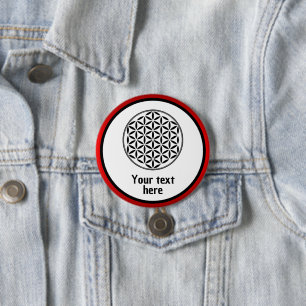 Badge Rond 7,6 Cm FLEUR DE VIE - Symbole de géométrie sacrée complet