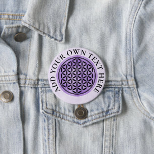 Badge Rond 7,6 Cm FLEUR DE VIE - Symbole de géométrie sacrée complet