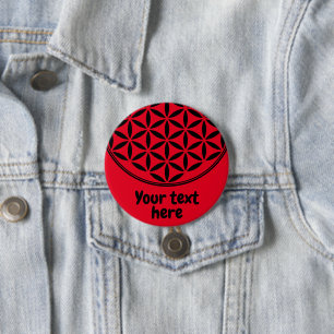 Badge Rond 7,6 Cm FLEUR DE VIE - Symbole de géométrie sacrée complet