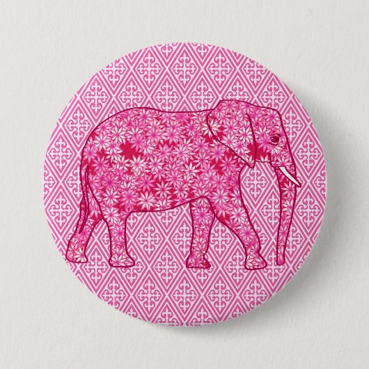 Badge Rond 7,6 Cm Fleur d'éléphant - rose fuchsia (Devant)