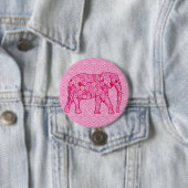 Badge Rond 7,6 Cm Fleur d'éléphant - rose fuchsia (En situation)