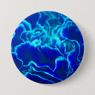 Badge Rond 7,6 Cm Fleur d'oeillet bleu et Turquoise