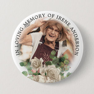Badge Rond 7,6 Cm Fleur En Souvenir Affectueux   Photo de Remembranc