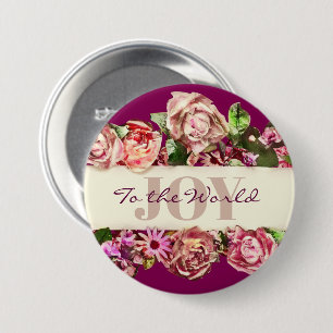 Badge Rond 7,6 Cm Fleur Femme Rétro Personnalisable Joie Au Monde