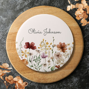 Badge Rond 7,6 Cm Fleur Florale Jolie Aquarelle Personnalisée