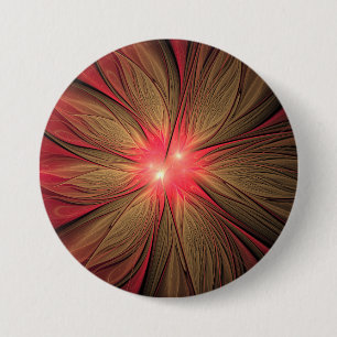 Badge Rond 7,6 Cm Fleur fractale de fansy rouge