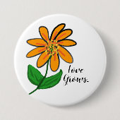 Badge Rond 7,6 Cm Fleur jaune orange (Devant)