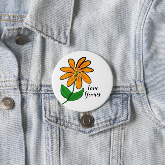 Badge Rond 7,6 Cm Fleur jaune orange (En situation)