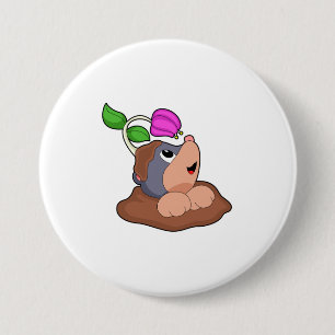 Badge Rond 7,6 Cm Fleur Mole Earth
