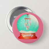 Badge Rond 7,6 Cm Fleur windchime neige globe mignon hiver fleuri (Devant & derrière)