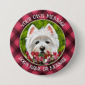 Badge Rond 7,6 Cm Fleurs blanches et roses (Devant)