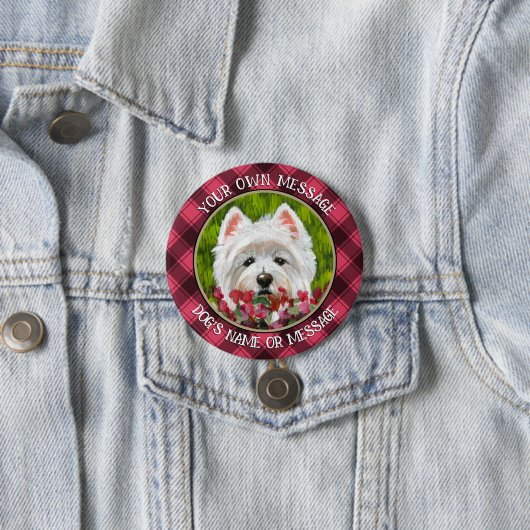 Badge Rond 7,6 Cm Fleurs blanches et roses (En situation)