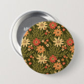 Badge Rond 7,6 Cm Fleurs bohèmes dans les tons terre (Devant & derrière)