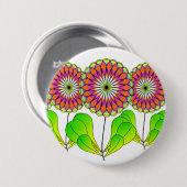 Badge Rond 7,6 Cm Fleurs dans une rangée (Devant & derrière)